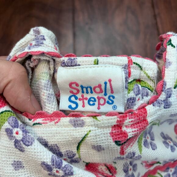 Vintage Small Steps Girls 2T Dress Floral Short Sleeve Summer Square Neck - Picture 5 of 6